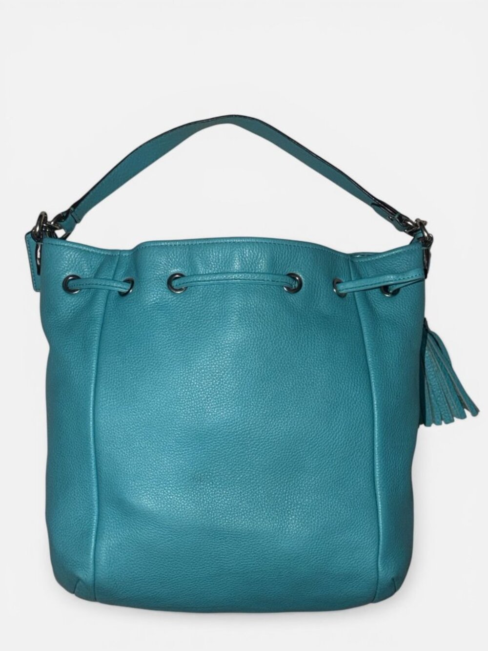 Coach Turquoise Leather Drawstring Bucket Bag - Picture 5 of 10